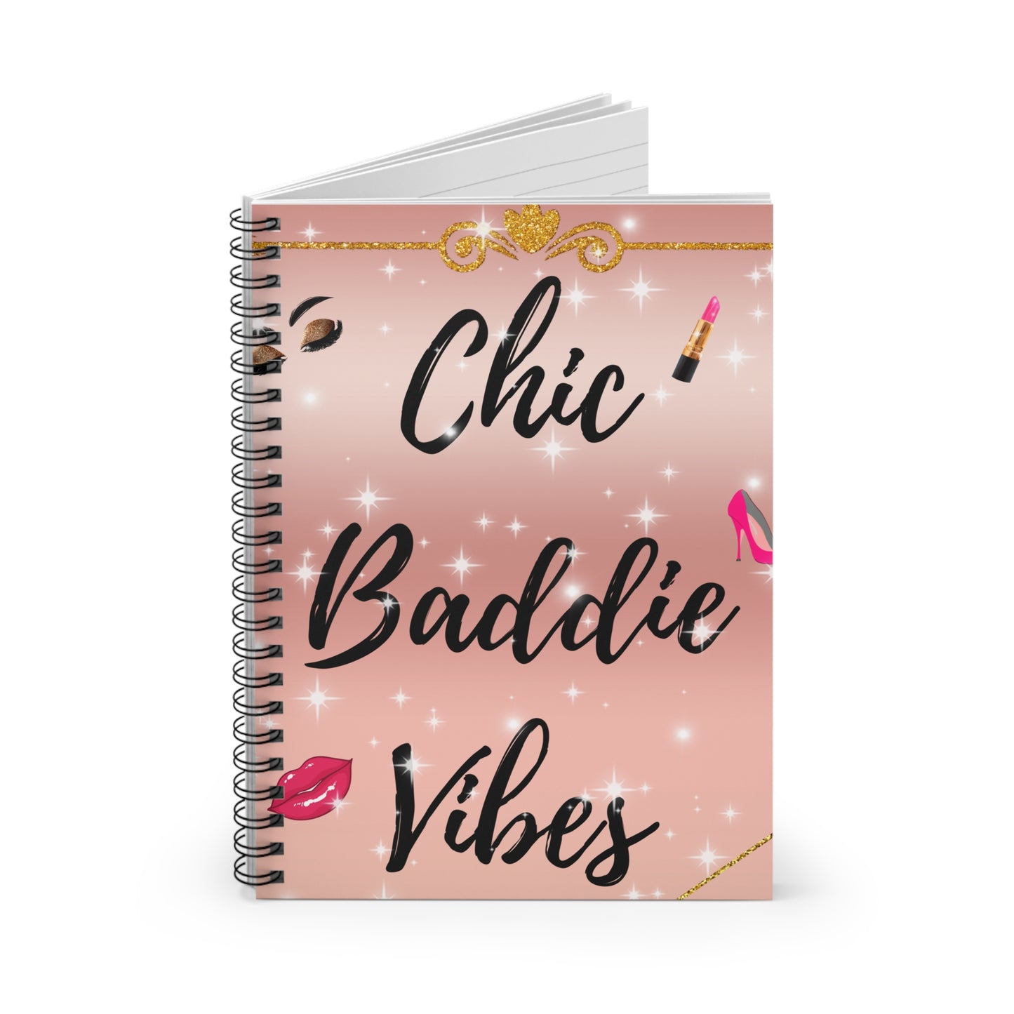 Chic Baddie Spiral Notebook - Stylish Journal for Confident Women, Cute Gift for Her, Pink Aesthetic, Daily Planner